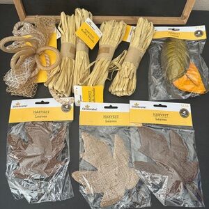 Fall Harvest Leaves and Decorations Raffia bundle